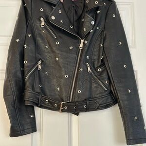 Vigoss Black Studded Leather Moto Jacket